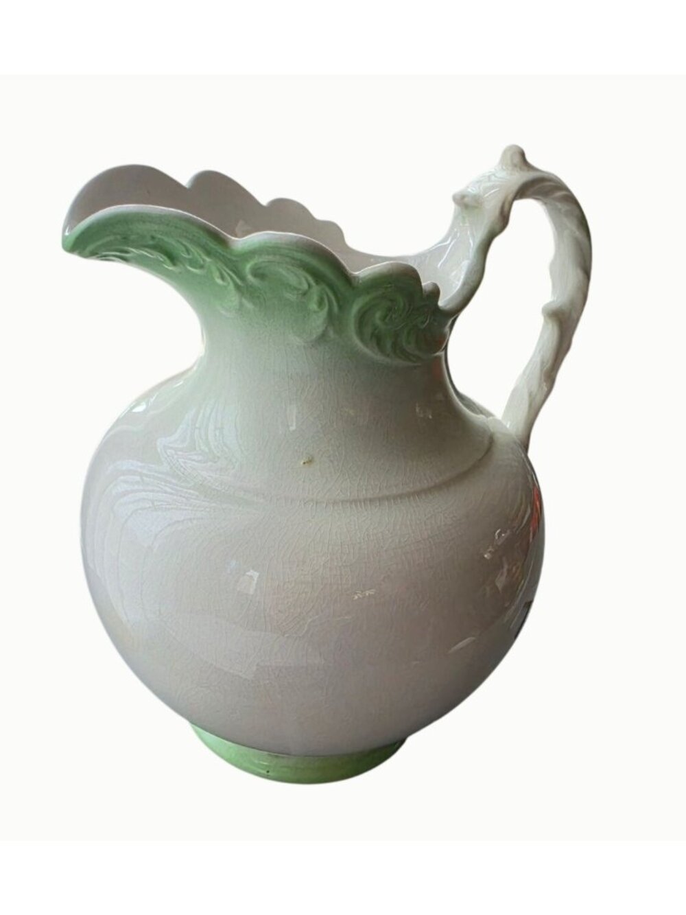Antique K.T. & K. Semi Vitreous Porcelain 3 Pc Wash Set Pitcher Covered Bowl - Picture 3 of 16